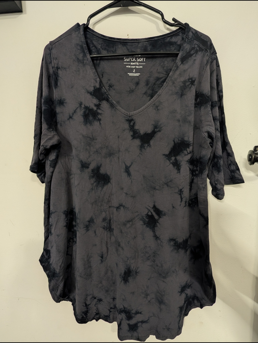 torrid Super Soft Tie-Dye V-Neck Tunic — Black/Gray